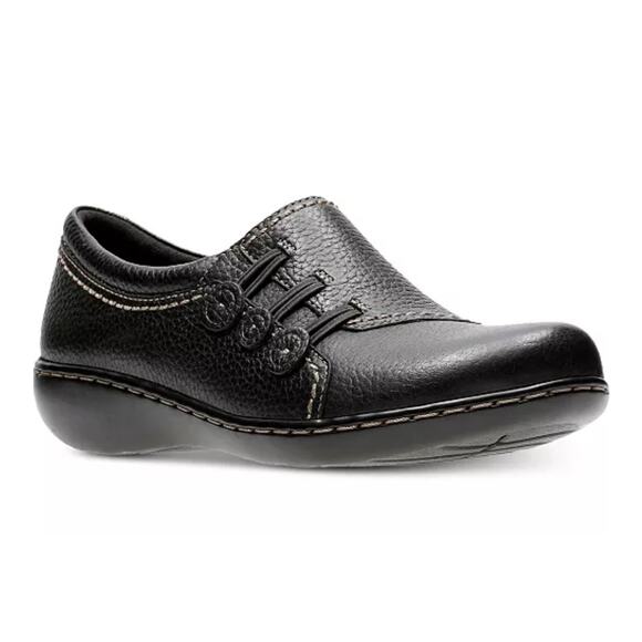 Clarks Collection Shoes - Clarks Collection Ashland Effie Black Leather Loafer Shoes Slip On Size 7.5M